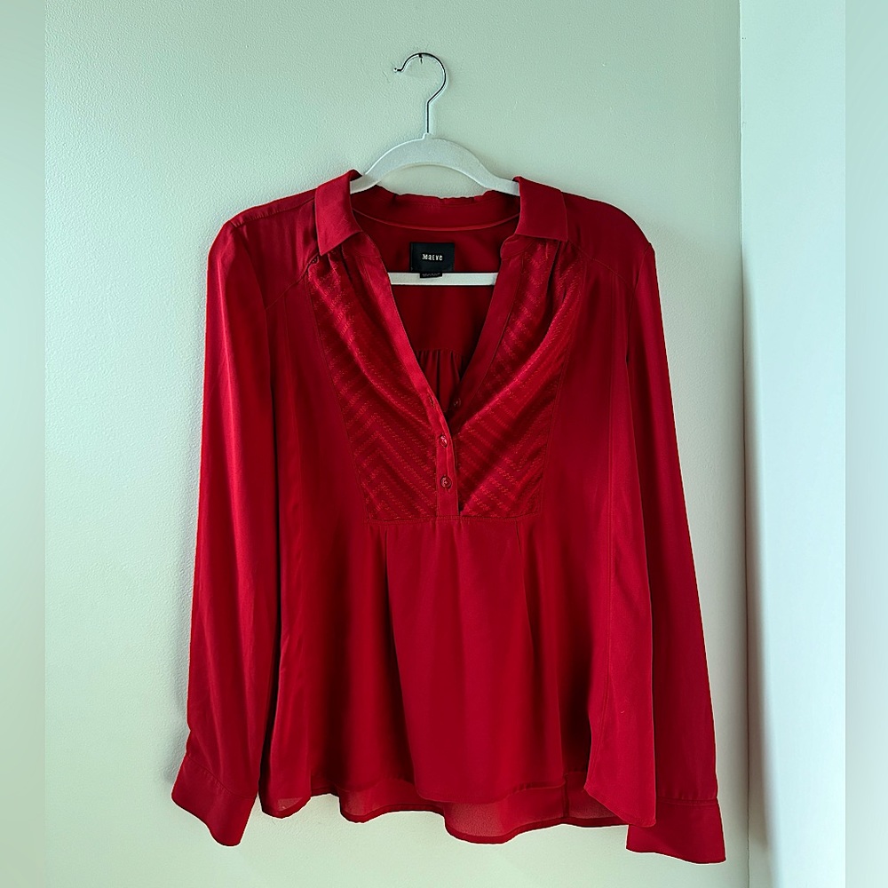 Maeve Size 6 Red Long Sleeve Blouse